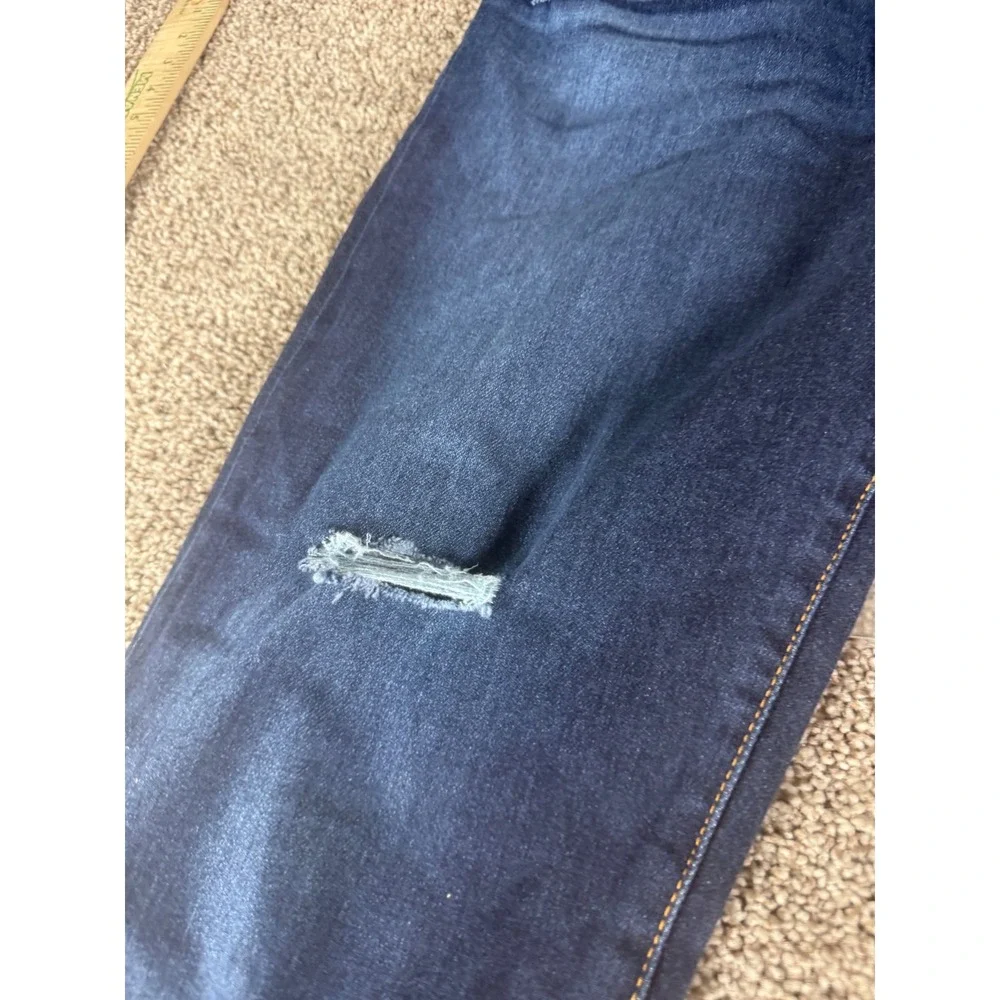 Levis Ribcage Straight Ankle Jeans Womens 29 Dark Wash Distress High Rise Denim